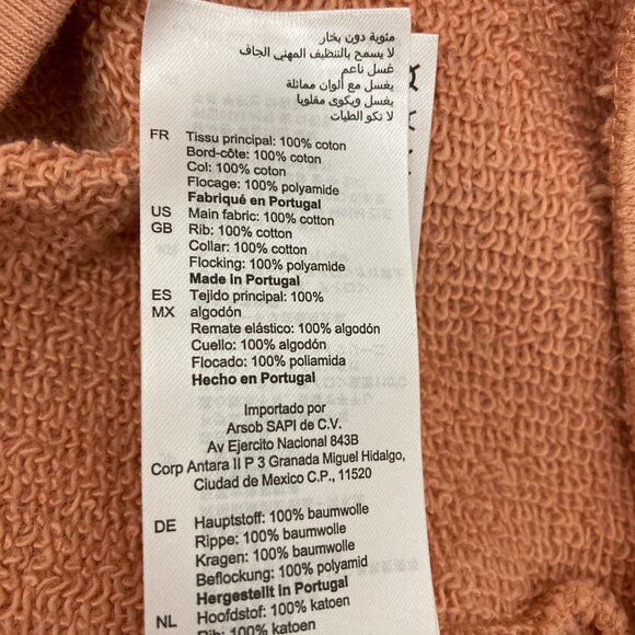 Sandro Blason Sweatshirt Size 2 or US 6 Apricot Crewneck Cotton Raglan Sleeve - Picture 10 of 10
